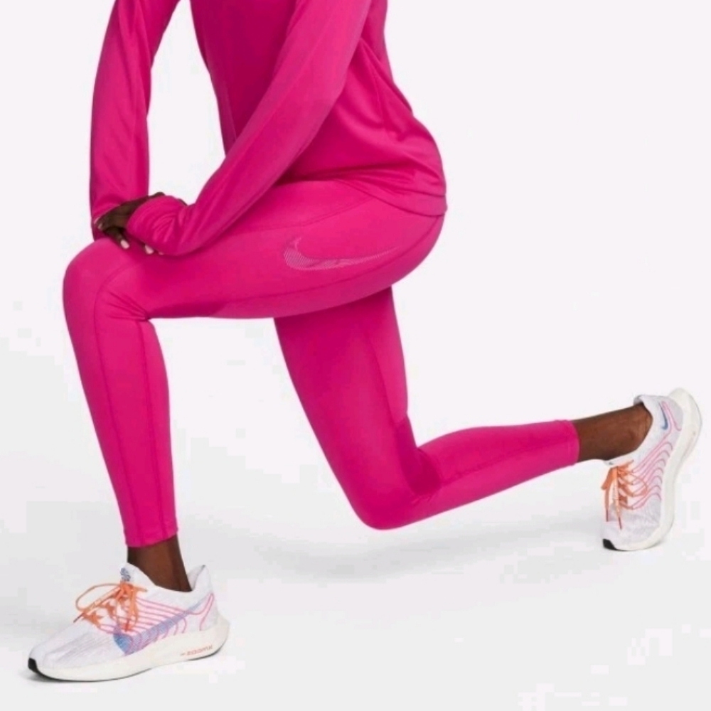 Nike Fast Dri-FIT Pink Running Leggings - Mid-Rise 7/8 Tights - Small